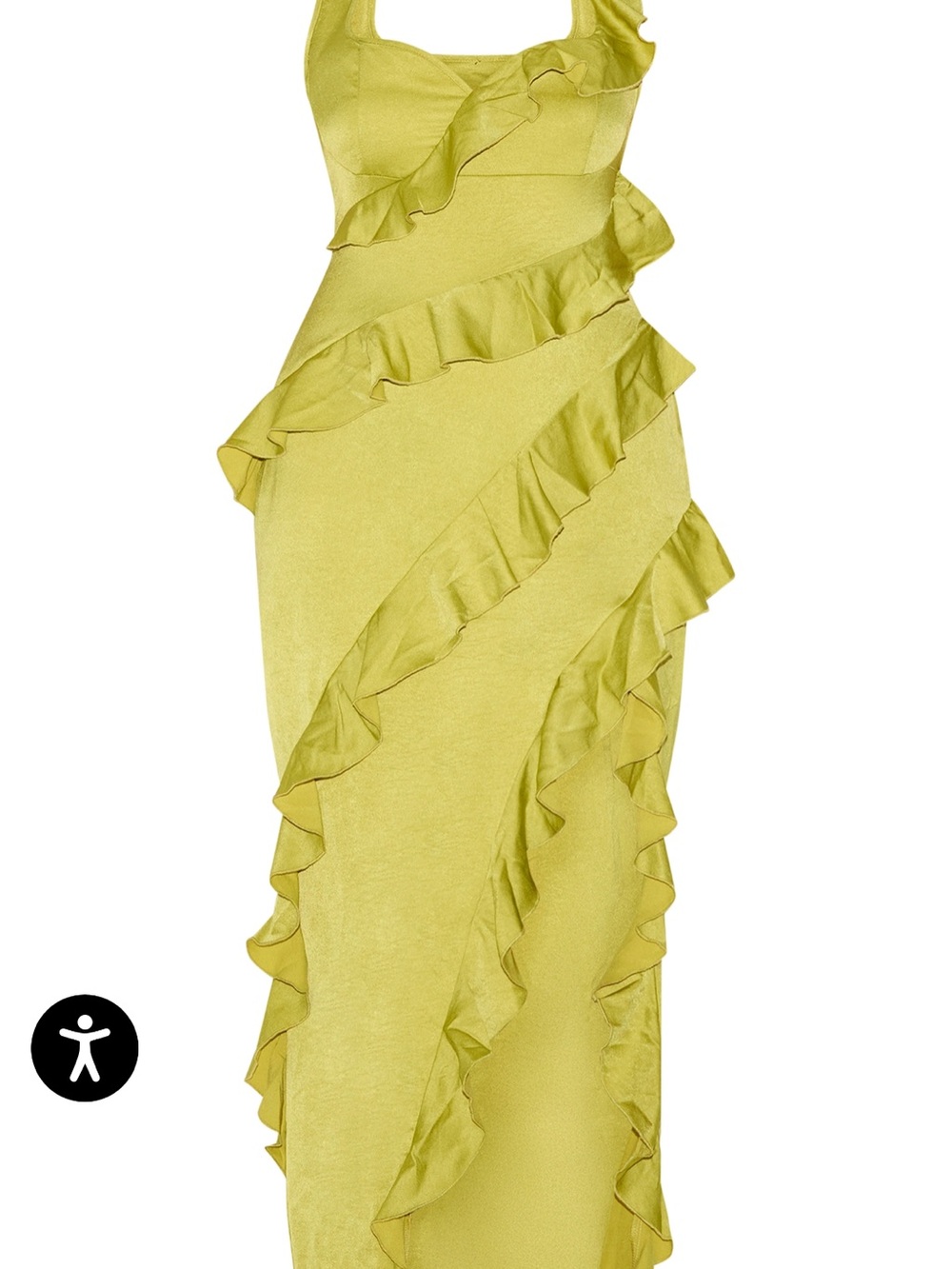 PrettyLittleThing Olive Green Ruffle High-Low Dress - Picture 4 of 9